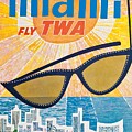 Miami Fly TWA vintage travel poster
